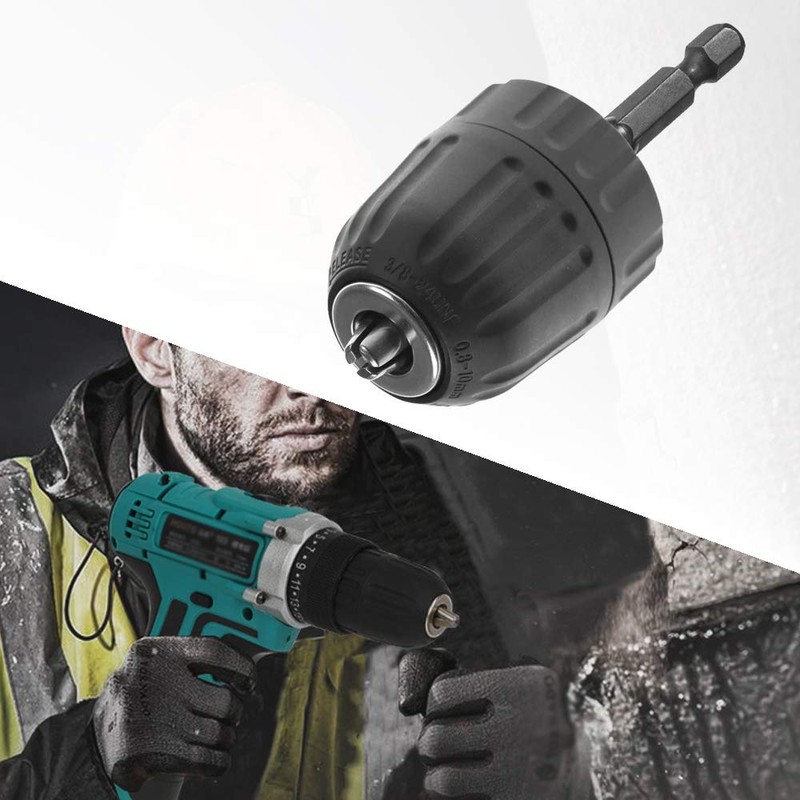 Mesee 0.8-10mm Keyless Drill Chuck Adapter 3/8-24UNF Mount Thread Impact