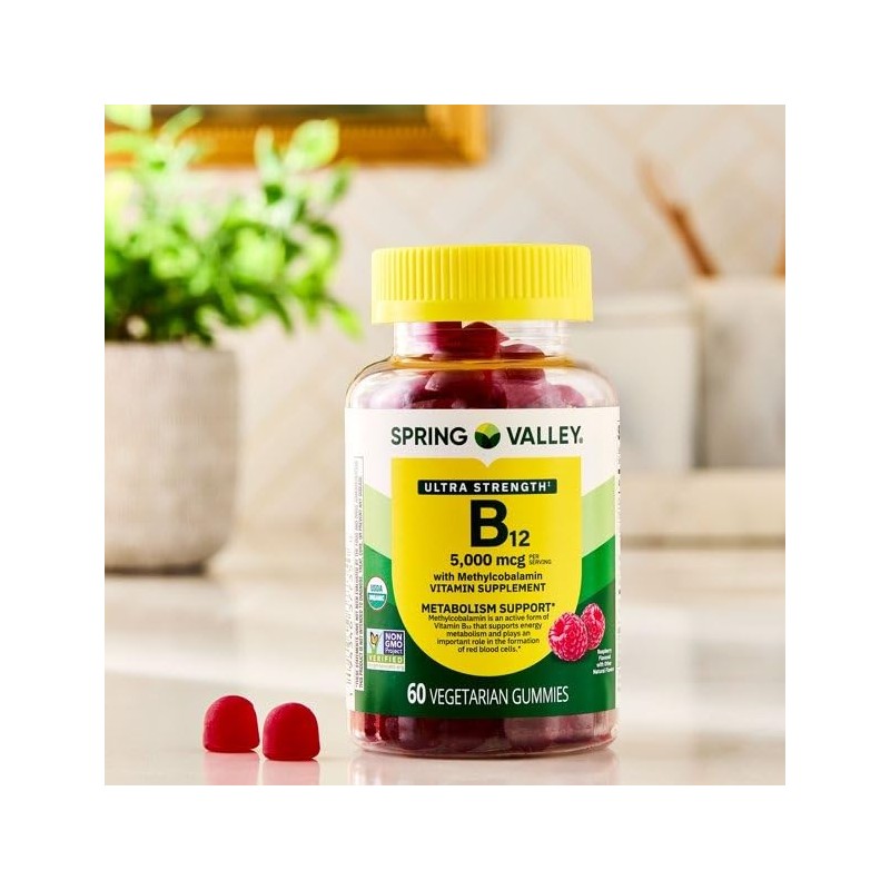 Spring Valley B12 5000 mcg-Vitamin Gummies Ultra Strength Methylcobalamin, 60ct