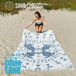 Sand Cloud Extra Large Turkish Beach Towel - Sand Free - 100% Organic Turkish Cotton Yarn - Quick Dry Towel for Beach, Picnic, Blanket or Bath - As Seen on Shark Tank - Marine Life (Prism Turtles XL)