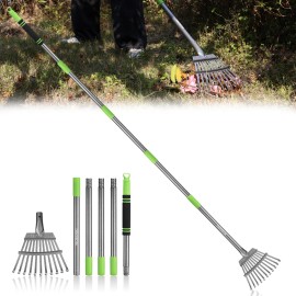 WORKPRO 11 Steel Tine Rake Small Rake for Leaves with 72” Adjustable Long Handle
