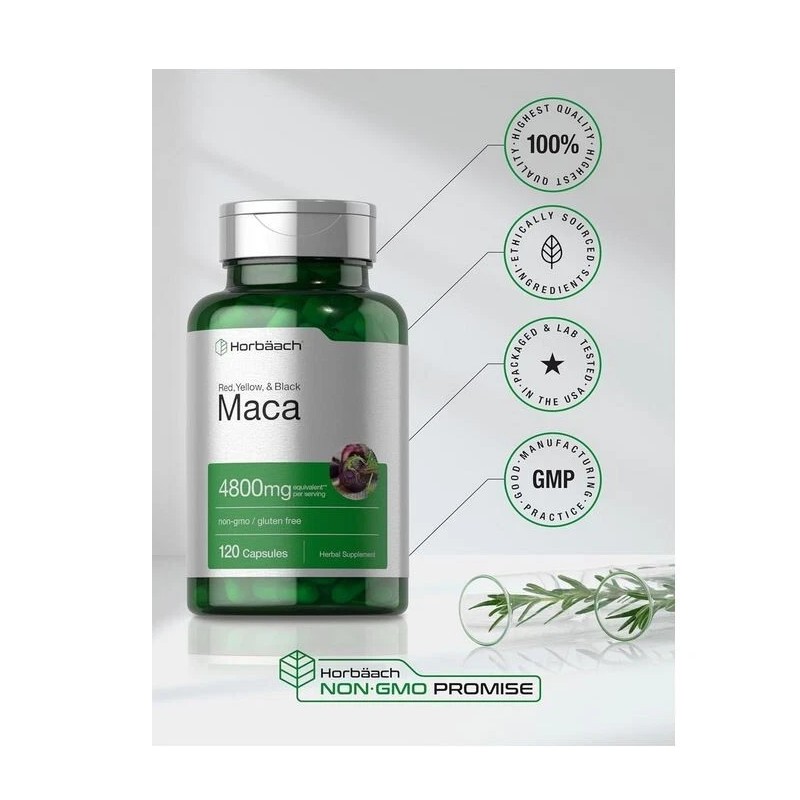 Horbäach Maca Root Capsules 4800 mg | 120 Pills |
