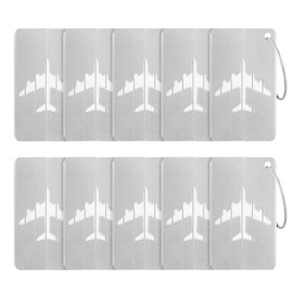 74 Pcs Luggage Tags Gifts -24 Set Silver Airplane Design Luggage Tags for Guests with 24 PcsTags and 24 White Sheer Bags Wedding Party Favors Bulk- Perfect for Suitcases