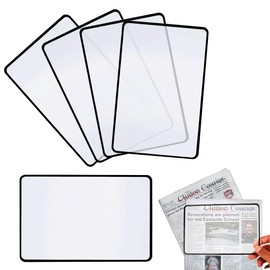 5PCS Page Magnifying Sheet 3X(300%) Flat Magnifier Lay on Page Full-Page Magnifying Glass Magnifying Sheet Flexible Plastic Magnifying Sheet for Reading Small Print Maps Books Patterns
