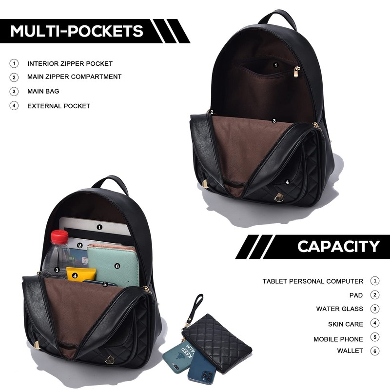 EVEOUT Women's Backpack PU Leather Casual Daypack for Travel School