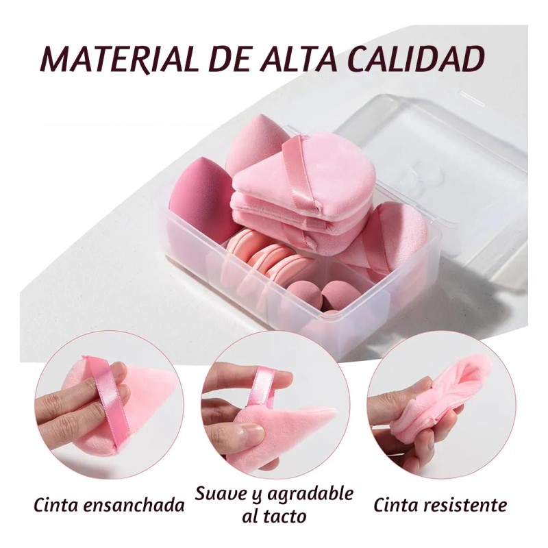 13 Piezas Brochas Maquillaje Y 3 Esponja Para Maquillaje Rosa