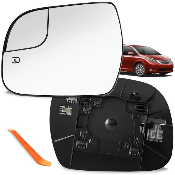 SNEMEEY Compatible with Toyota Sienna Driver Side Mirror 2014 2015 2016 2017 2018 2019 2020, Power Heated Left Side View Mirror Replacement, Chrome Convex Mirror Glass