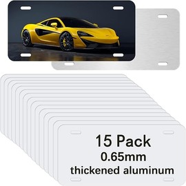 15 Pack Sublimation License Plate Blanks,Metal Aluminum car Tag White,Thermal Transfer DIY Custom Picture Design for Blank License Plates