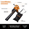 LawnMaster BV1210 Electric Blower Vacuum Mulcher 12 Amp 2-Speed Adjustment