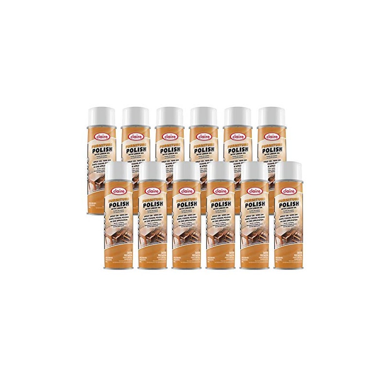 Claire CL811-12pk Furniture Polish with Lemon Oil, Orange, 19 Oz,