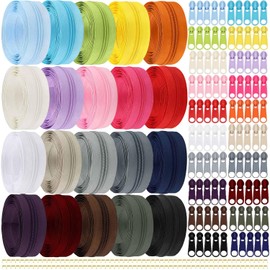 Lighterdasy 60M 20 Colors Zipper,Zips for Sewing,DIY Invisible Zip Open Ended Zipper with 50 Zipper Sliders,Sewing Accessories Zipper Repair Kit for Sewing, Crafting (20 Colors)