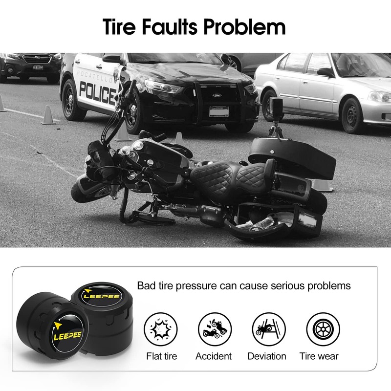 leepee Motorcycle Tire Pressure Monitoring System, Tire Pressure and Temperature
