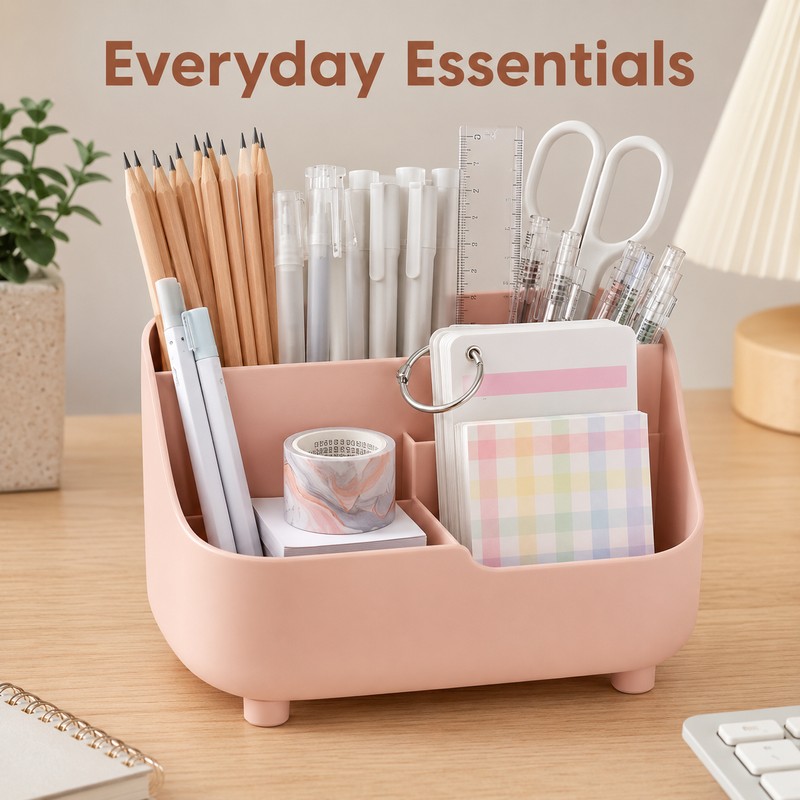 5-Section Office Desk Organizer for Stationery - Large Capacity Desktop