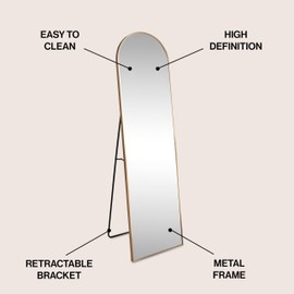 JONATHAN Y MIR206C Adrian 16 in. W x 59 in. H Large Arched Metal Framed Floor Full-Length Mirror, Free-Standing or Leaning for Bedroom, Dressing, Living Room, Gold