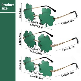 St. Patrick's Day Irish Shamrock Sunglasses Green Four Leaf Clover Leprechaun Costume Glasses (3 Pairs, Green)