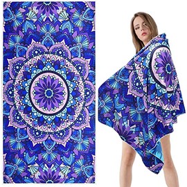 JIUSFF Toalla De Playa Superligera, Toalla De Microfibra Sin Arena, Toalla De Playa Fina Superabsorbente Y De Secado Rápido, 71 X 32 Pulgadas, Regalo 