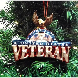 KURT S. ADLER CHRISTMAS PATRIOTIC VETERANS ORNAMENT.."PRO