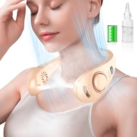 KJXIC Portable Neck Fan-Misting Fan Portable Folding Cooling Fan for Your Neck,Wireless Mini Headphone Personal Neck Fan,Rechargeable Battery Operated Festival Gifts for Women Men Adults Kids Dad Mom