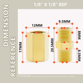 Bwintech 4 Pcs 1/8" to 1/8" Female & Male BSP Thread Brass Hex Nipple & Hex Coupling Connector for Pipe Connecting Conversion