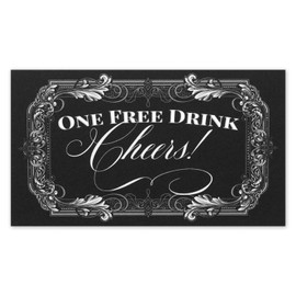 Drink Tickets for Events - One Free Drink Cheers for Black Tie Formal Wedding - Size 3.5x2 inches - Pack of 50
