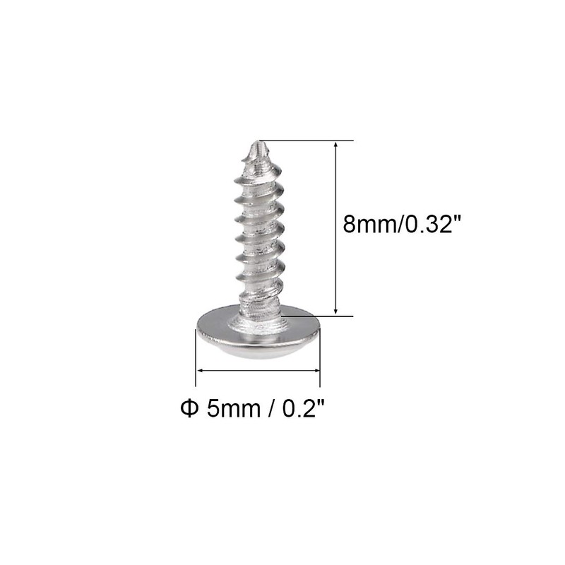sourcing map 2x8mm Self Tapping Screws Phillips Pan Head with