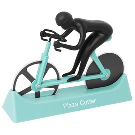 KUONIIY Pizza Cutter, Bicycle Pizza Cutter, Dual Stainless Steel, Super Sharp Blades Slicer with Non-Stick Coating, Blue