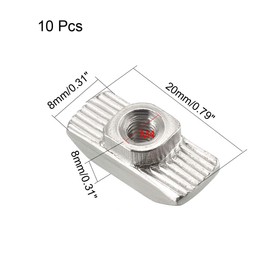 sourcing map Sliding T Slot Nuts, M4 Half Round Roll in T-Nut for 4040 Series Aluminum Extrusion Profile, Carbon Steel Nickel-Plated, Pack of 10