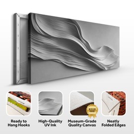 Tailored Canvases Stormy Gray Minimalist Wall Decor, Abstract Canvas Wall Art for Living Room or Bedroom, Modern Art Wall Decoration with Abstract Prints, Contemporary Wall Accent in Grey Style 10x20