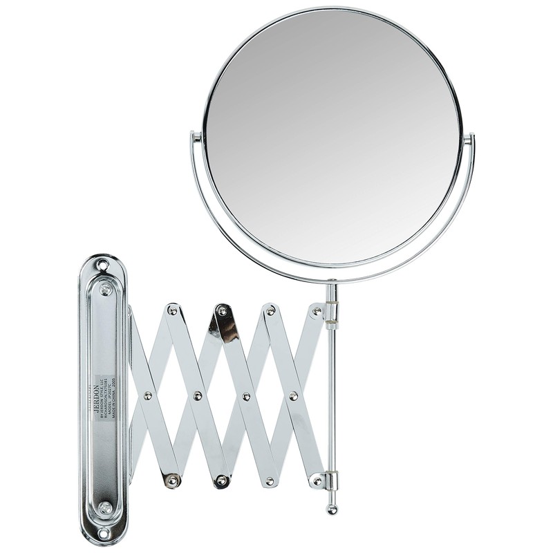 Jerdon JP2027C 1x-7x Magnification Wall Mount Mirror with Scissor Bracket,