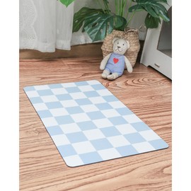 Ralxion Checkered Dog Feeding Mat, Absorbent Mats for Dog Food and Water Bowl, Dispenser, Retro Aesthetic Blue Checkerboard Pet Placemat for Dogs, Cats, Puppy Accessories, 12" X 19”