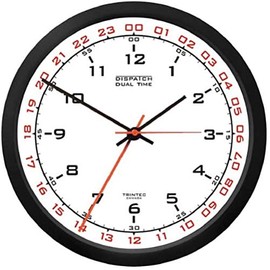 Trintec 12 & 24 Hour Military Time Swl Zulu Time 24hr Wall Clock 10" - White Dial DSP02