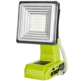 Adisipsoarin Cordless LED Work Light for Ryobi 18V Battery, 25W LED Floodlight with USB-A&USB-C 2.1A Fast Charging Ports for Jobsite, Car Repairing, Camping, Emergency