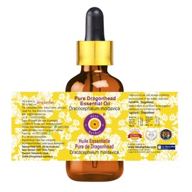 Deve Herbes Pure Dragonhead Essential Oil (Dracocephalum moldavica) with Glass Dropper Steam Distilled 2ml (0.06 oz)