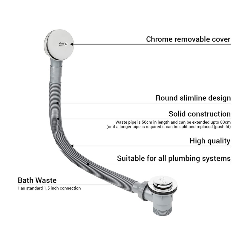 Ultra 1.5 Inch Chrome Click Clack Bath Waste Plug ABS