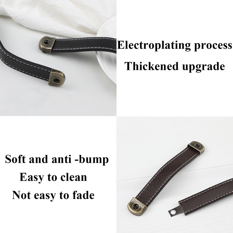 Oenothera Pack of 6 Leather Handles for Furniture, Vintage Furniture