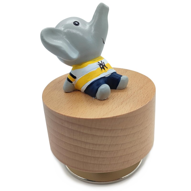 Mini Wooden Animal Rotary Music Box with Cute Elephant Ornament