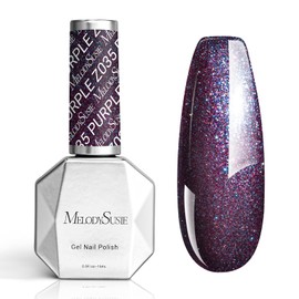 MelodySusie Purple Glitter Gel Nail Polish,0.5fl oz Universe Star Glitter Nail Polish Purple Blue Color Z035, Soak Off UV LED Nail Lamp Gel Polish Nail Art Starter Manicure Salon DIY At Home