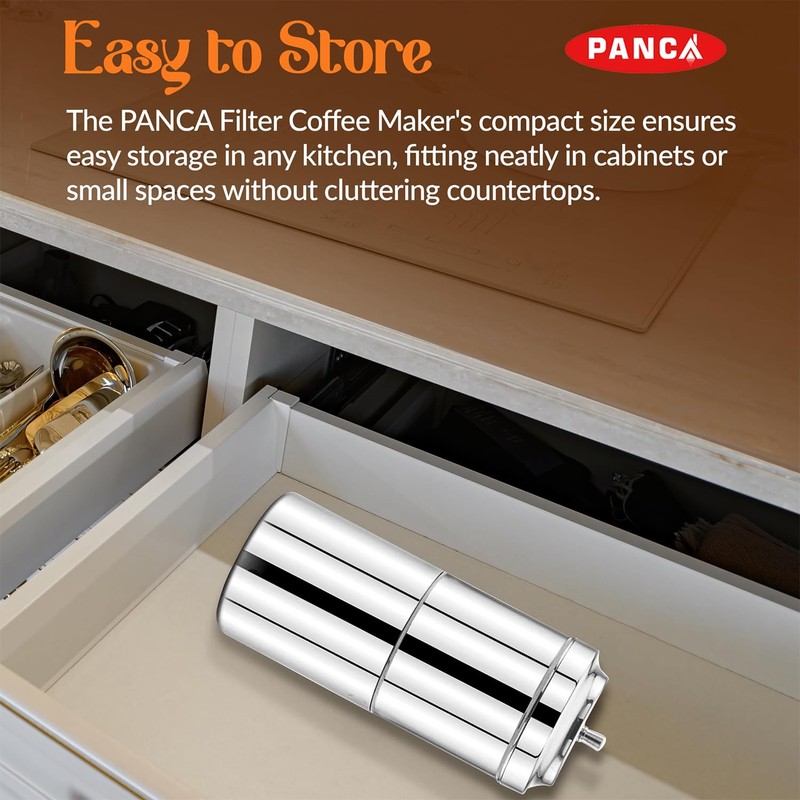 PANCA Stainless Steel Filter Coffee Maker Machine, Big Size, 6-8
