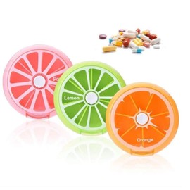 Yosoo Organizador De Pastilla, 3 Pcs PortáTil Giratorio Pastillero 7 DíAs Medicina Vitaminas Recipiente Dispensador De Almacenamiento Estilo De DiseñO De La Fruta