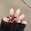 [ALLEVG]ネイルチップ ショート 黒 24枚入付け爪 逆フレンチブラック キラキララメ＆スモールストーン クールで可愛い 付け替え式 サロン風 甘クールムード