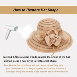 Eohak Women's Organza Church Hat - Derby Fascinator Hat, Tea Party, Wedding, Formal Occasion, Black, One Size, Khaki, M