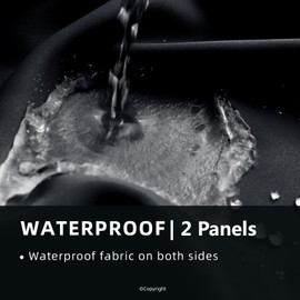 Waterproof Outdoor Curtain W105 x L84 - Grommet Top Sunlight Blocking Window Treatment Drapes Blackout Curtains for Home Bedroom Living Room Outdoor Patio Porch Pergola Cabana Gazebo (Black, 2 Panels)