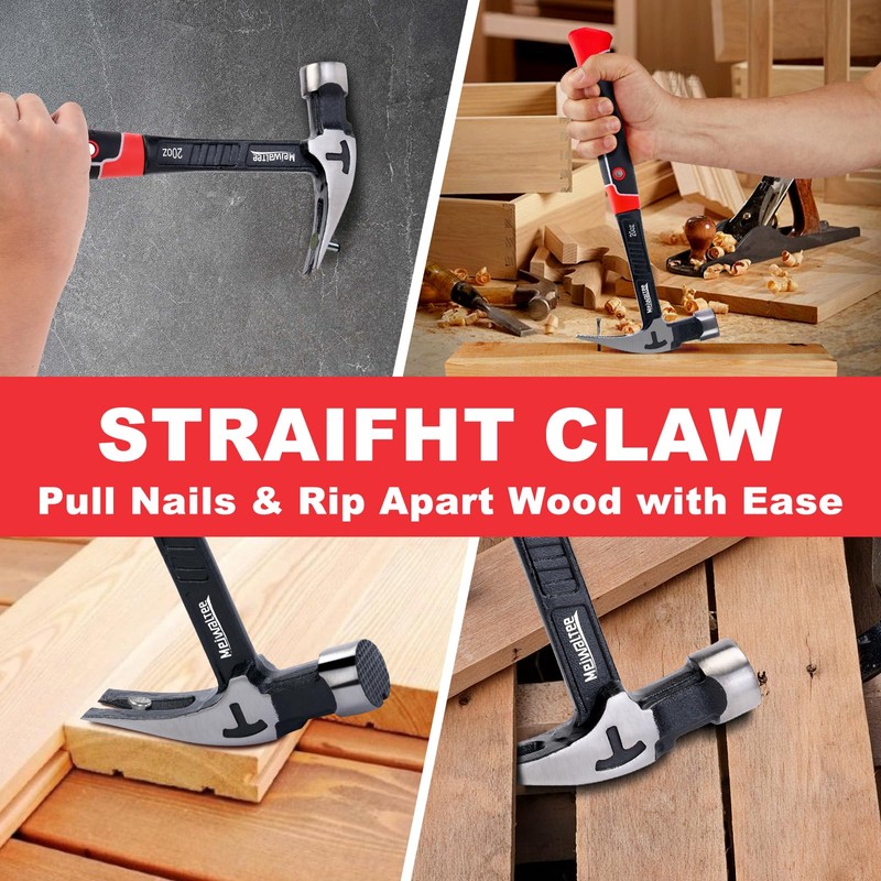 Meiwaltee 20 oz Heavy Duty One-piece Forged Hammer, Straight Claw