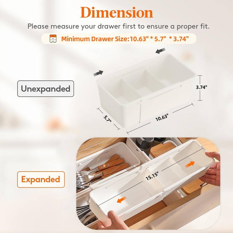 Moreelaya Expandable Drawer Organizer – Adjustable Storage Box for Kitchen,