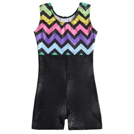 Maillot de gimnasia para niñas con pantalones cortos, diseño de flores de mariposa, sin mangas, color rosa intenso, negro, Ola, 7-8 Años
