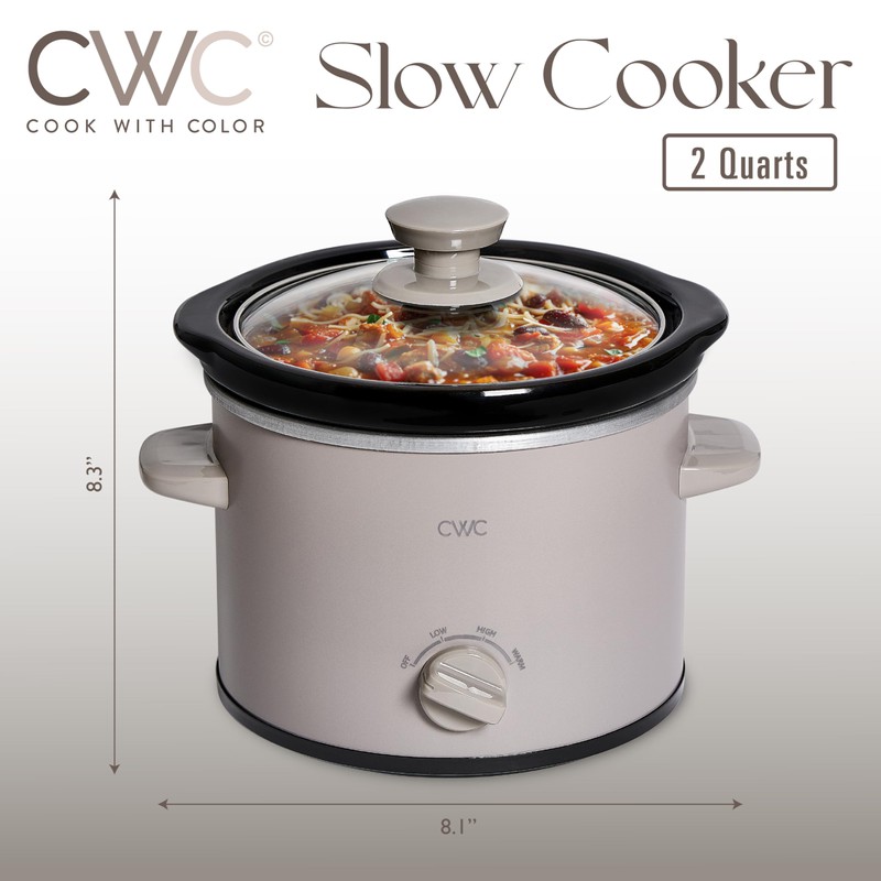 COOK WITH COLOR 2QT Mini Electric Round Slow Cooker -