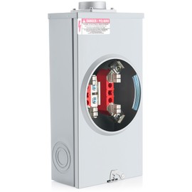 Relaxweex 200a, 5 Jaw Meter Base Meter Socket, 600v 1 Phase 3 Wire Ringless Type, with Horn Bypass, Suitable for Overhead/Underground Feed (17.3 x 8.7 x 4.7 Inch)