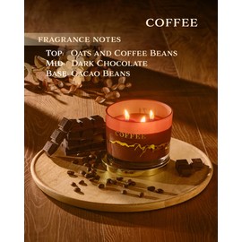 1771 Aromas Coffee Soy Candles - Large 3 Wick Jar Candle - Up to 40 Hours Burning Time - 100% Natural Soy Wax - Relaxing Aromatherapy Seasonal Celebration Candles - Housewarming Gift