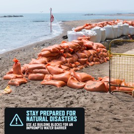 Miloo Empty Sand Bags for Flooding – Heavy Duty White Sandbags for Flooding, 14×26 in. Sand Bag with Tie String – Single UV-Treated Sandbag for Emergency Water Control