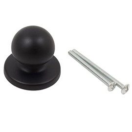 Die-Cast Round Bi-Fold Door Knob, 1-1/4 Inches with 1-3/4" Backplate, Matte Black by Stone Harbor Hardware