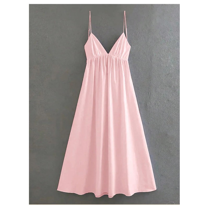 SOLY HUX Women's Summer Dress Backless V Neck Spaghetti Strap